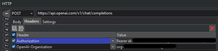 Header configuration in XMLSpy HTTP window