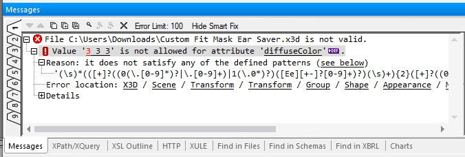 Validate .x3d files with detailed error explanation messages