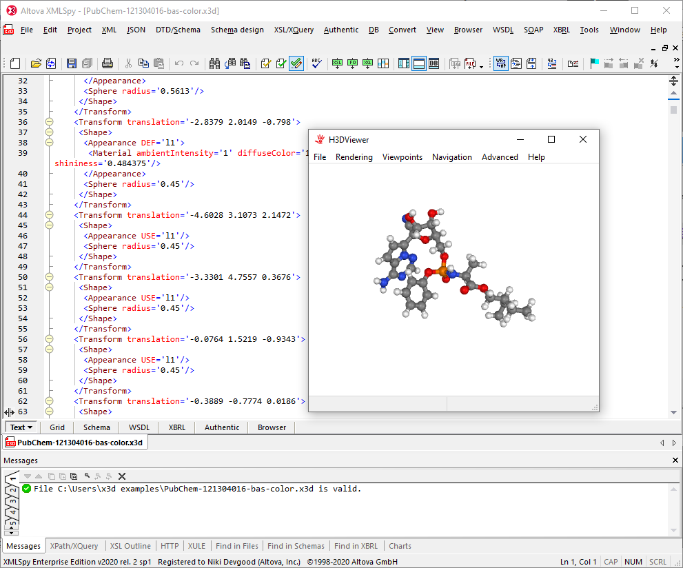 An .x3d file describing the chemical structure of remdesivir