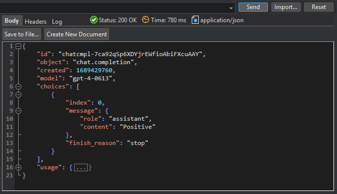 Response received from OpenAI API test