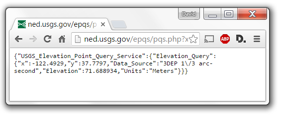 Point query result in JSON format