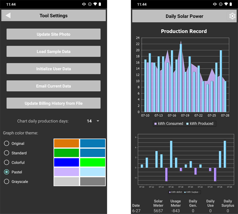 Selection of mobile app themes on an Android phone