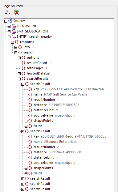 External data retrieved by MobileTogether via the API call