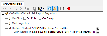 Action performed by the left arrow button within the Control Template