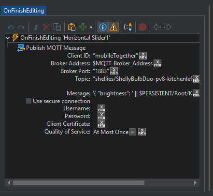 MobileTogether MQTT actions