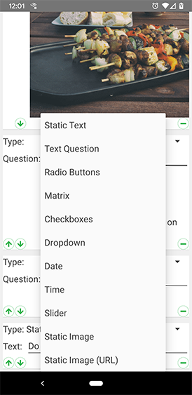 Create a survey with different types of questions