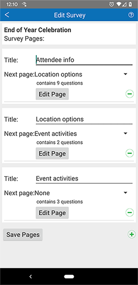 Make a survey with multiple pages