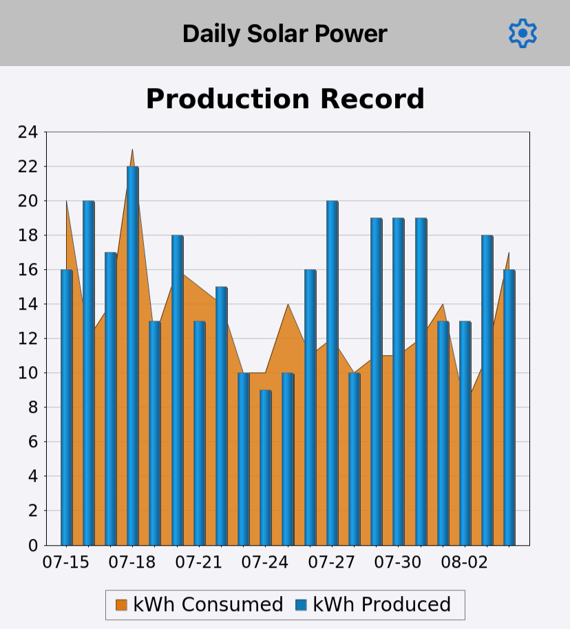 Daily report chart defined in mobile app development.