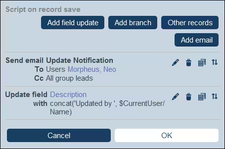 Scripting to define app behavior