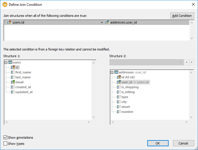 Join data based on one or more conditions with Altova MapForce