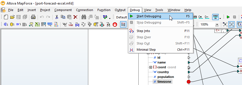 Validating data transformation with a debugger breakpoint
