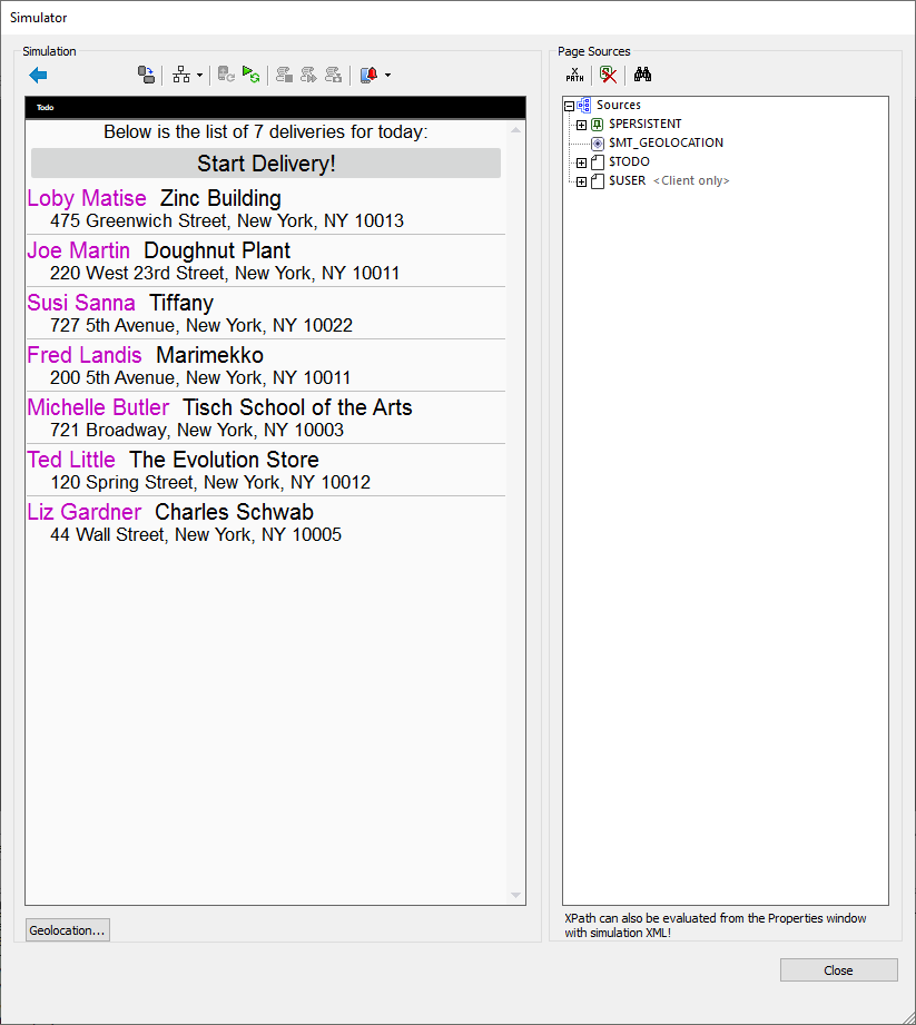 Using the MobileTogether Simulator to examine programming techniques in mobile development