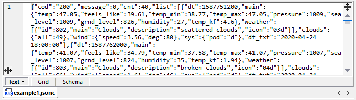 JSON data retrieved from a URL by XMLSpy