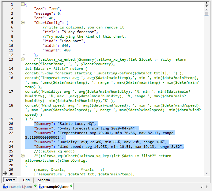 Embedding formula results in the JSON data