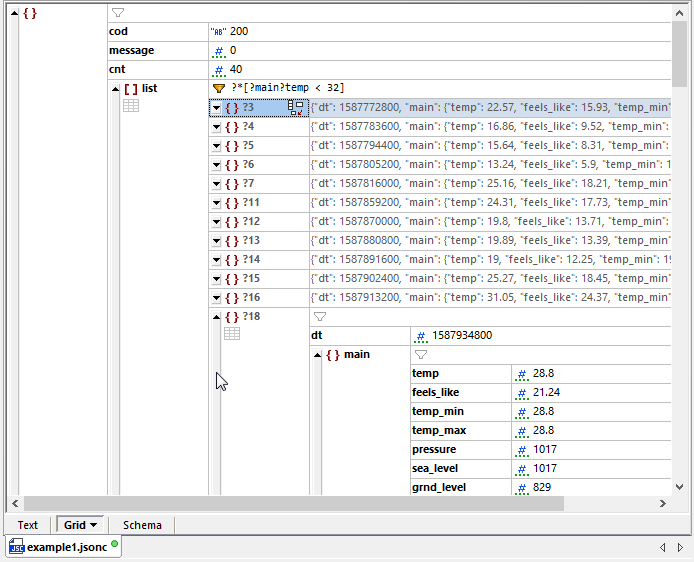 Applying a filter to analyze JSON data