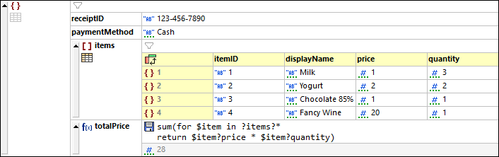 Example of a formula in JSON Grid View