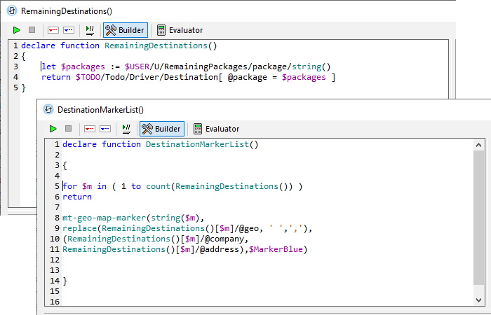 Definitions of user functions in mobile apps