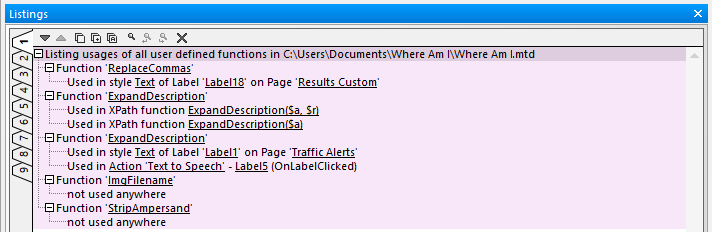 Identifying unused functions while maintaining low code apps
