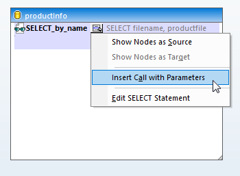 Adding the query with parameters to the data mapping