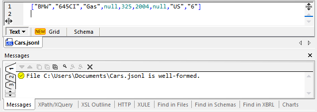 Example file for data mapping JSON Lines