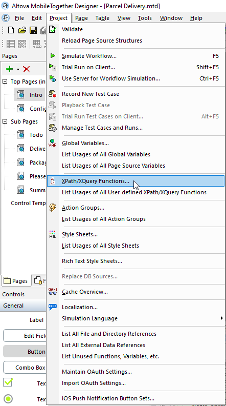 Programming techniques in mobile development: the main menu option for functions