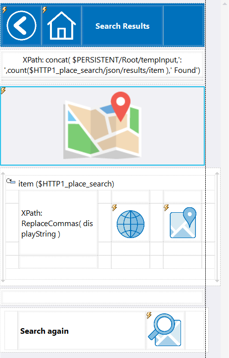 Adding the geolocation map control to a mobile app design in the MobileTogether Designer