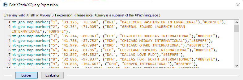 A list of hard-coded geolocation markers for custom maps in mobile apps