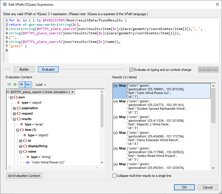 Testing an XQuery expression with the XQuery evaluator