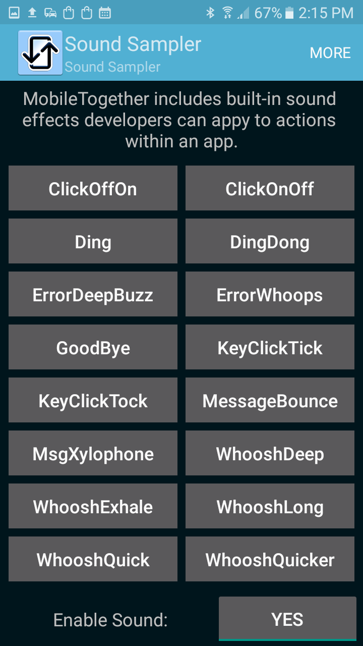 Sound Sampler demo for sound effects in mobile apps