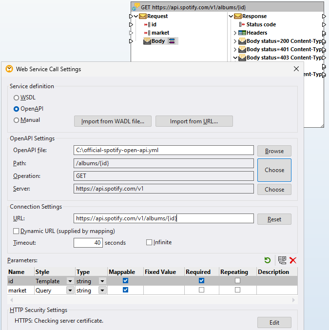 Calling OpenAPI interface for data integration