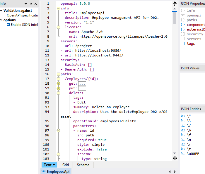 Text based OpenAPI editor