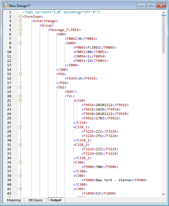 XML output after conversion