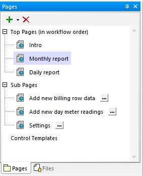 Page structure defined during mobile app development
