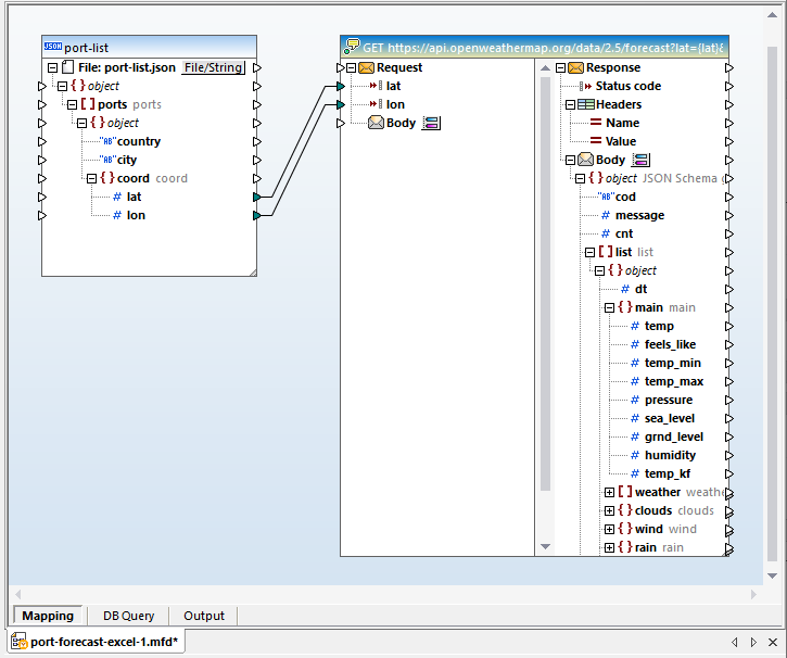 Viewing each REST response item in the Web service data integration mapping
