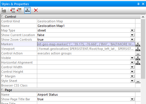 Properties definition for a map in a cross-platform mobile app