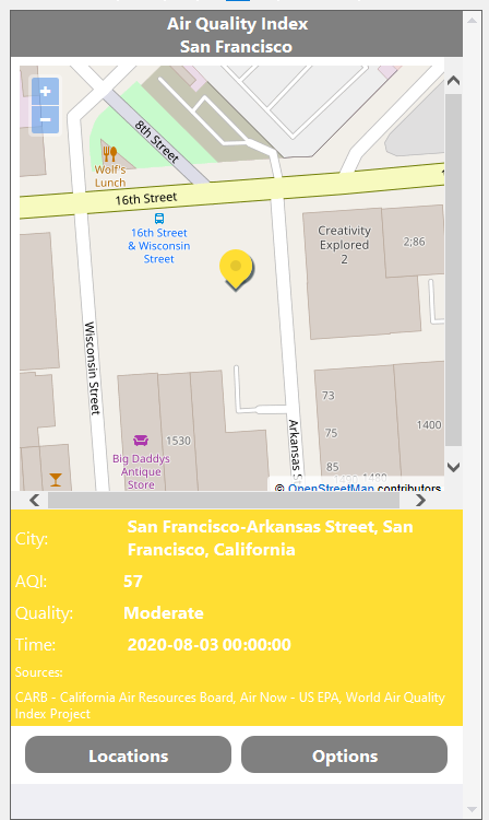 Display of the new air quality report