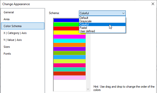Built-in color schemas can create a variety of mobile app themes