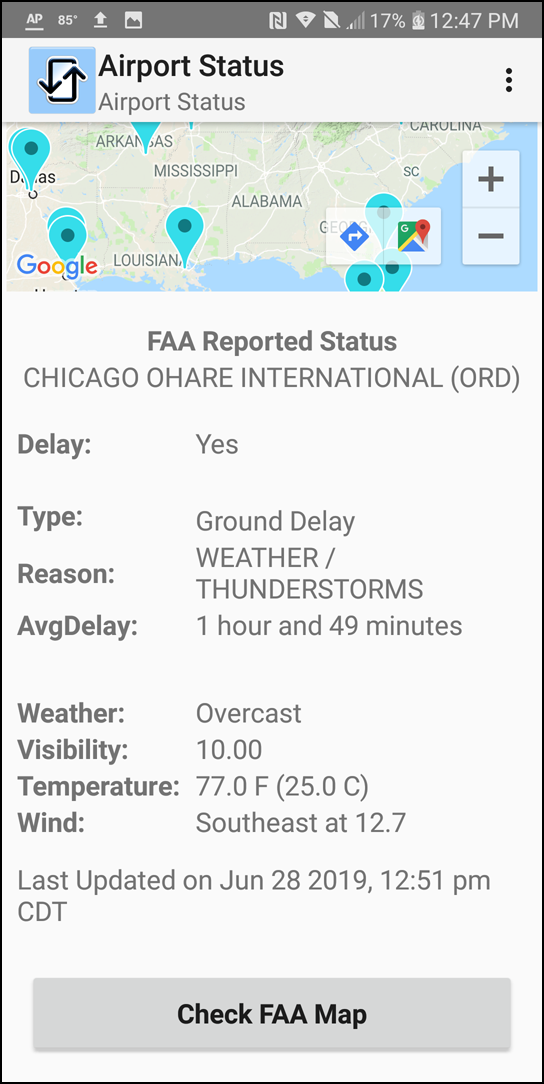 Integrate maps into mobile apps with vertical scrolling to read full status