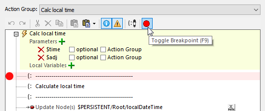Setting a breakpoint for mobile app debugging