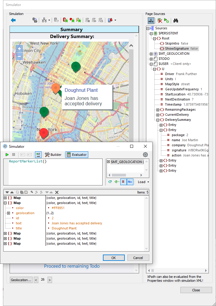User function for map markers on the delivery report