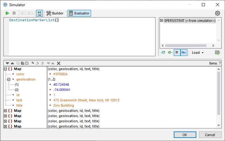 Executing the DestinationMarkerList function