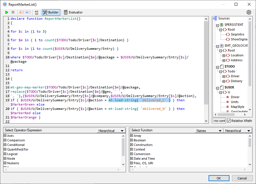 Correct syntax of user functions in mobile apps to work in all languages