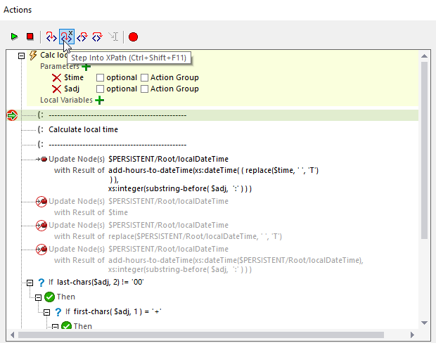 Mobile app debugging in the expression view