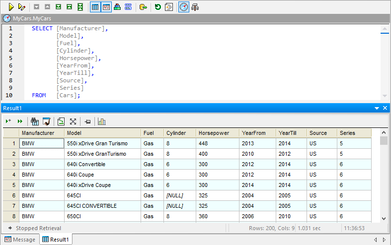 Contents of the DB table for data mapping JSON Lines