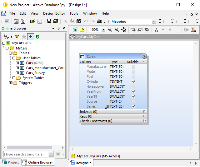 Source DB table for data mapping JSON Lines