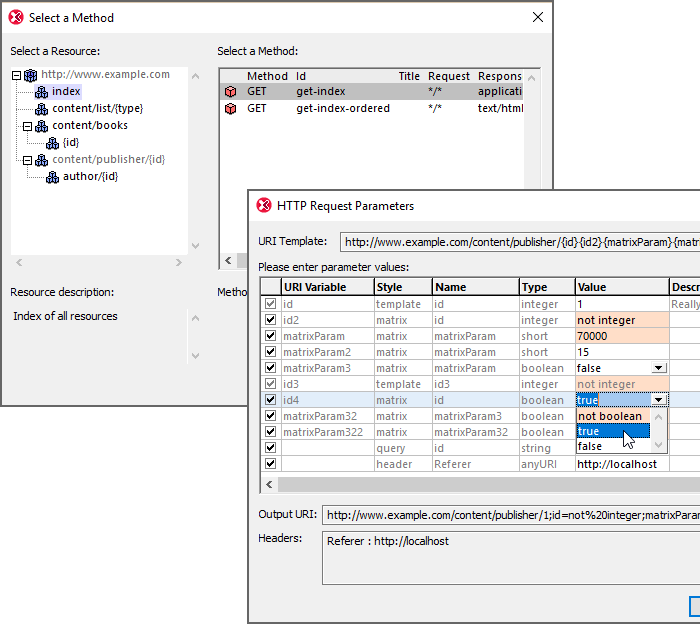 Testing a WADL request