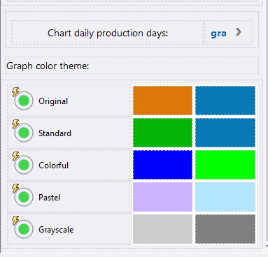 Mobile app themes selector table as seen in the MobileTogether Designer