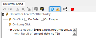 Actions for the Today button inside the Control template