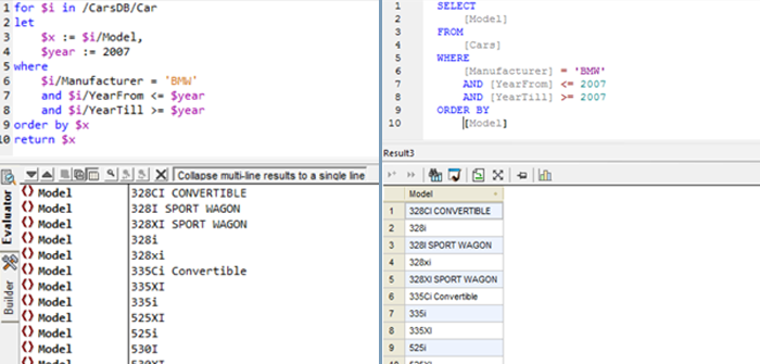 XQuery tutorial: XQuery and SQL comparison