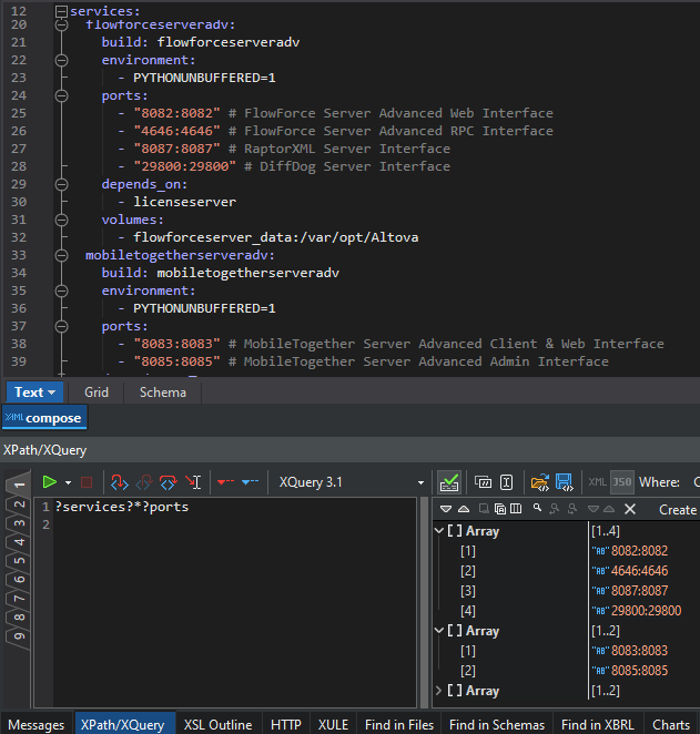 Querying YAML with XQuery in XMLSpy